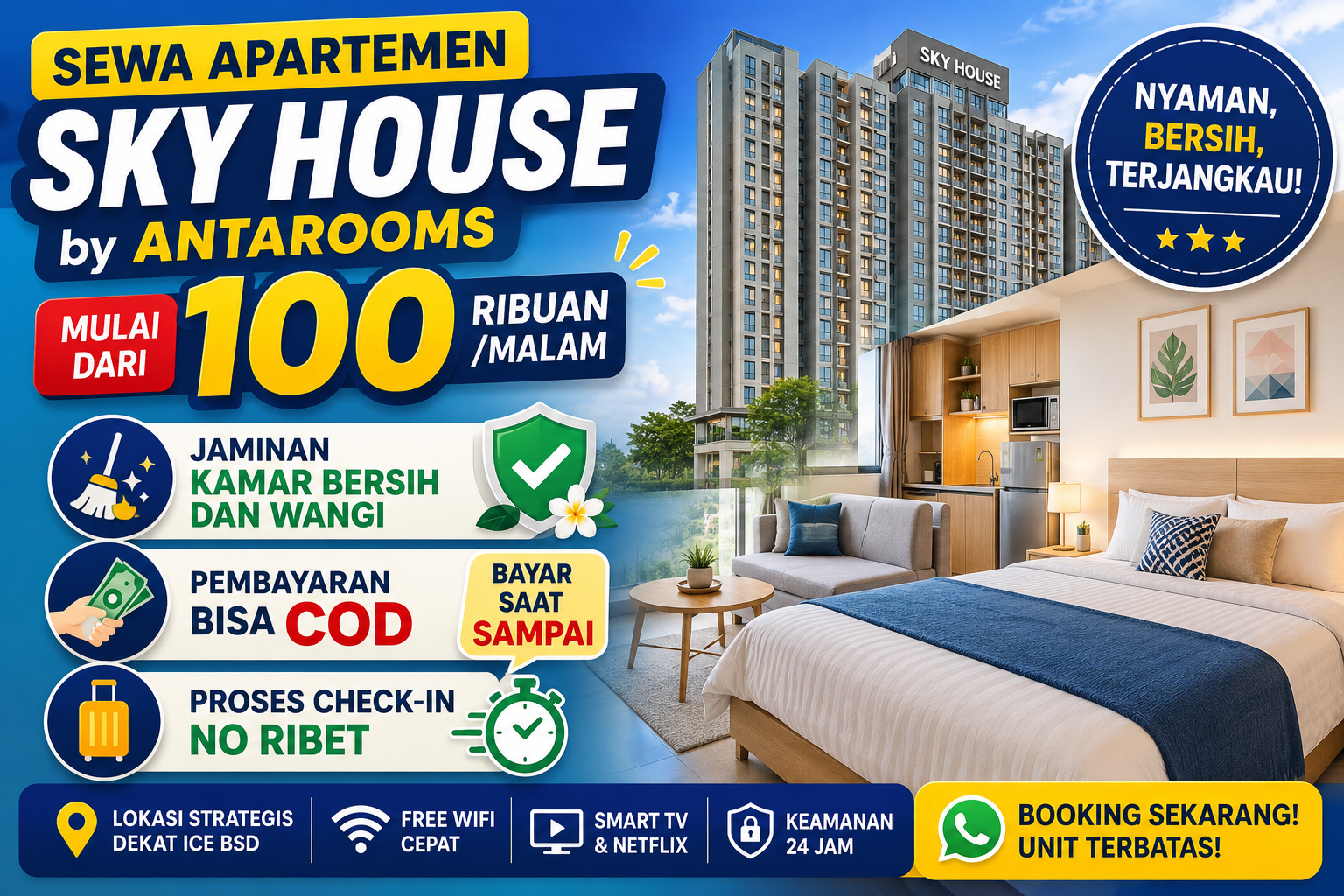 sewa apartemen harian dekat ice bsd 100 ribuan